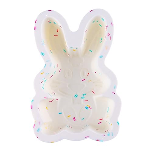 CLISPEED molde para pastel de conejito conformado fondant moldes para hornear conejitos Vaya moldes de conejo 3d molde de postre reutilizable Moldo de conejito de huevo gel de sílice blanco