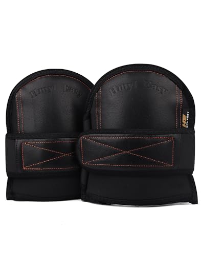 Super Soft Genuine Leather Knee Pads for Work with Wide Single Non-Slip Strap, Shorts Available, Replaceable Inner Cushion Knee Pads for Construction, Garden, Clean, Floor and Garage ,Black upgraded