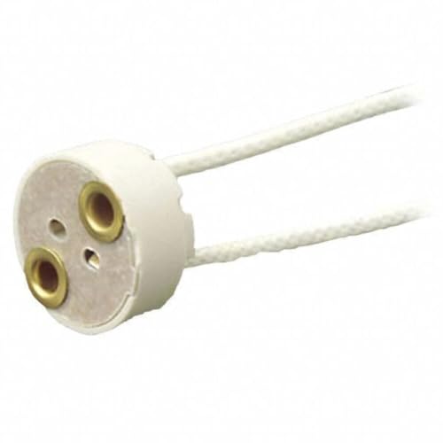 Leviton Miniature Bi-Pin Base Ceramic Body G4, G6.35, GY6.35, GX5.3 MR16 GZ4 MR11 Halogen Incandescent Lampholder, 80054, White