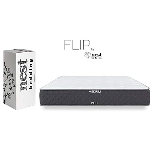 FLIP by Nest Bedding, Amazon-Exclusive Double Sided Hybrid Bed in a Box, Cooling Gel Foam and Caliber Coil, CertiPUR-US, 10-Year Warranty, Made in The USA