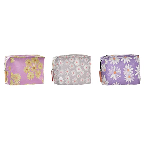 DKD Home Decor Neceser Naranja Claro Flores Malva (15 x 6 x 12 cm) (3 Unidades), Compuesto, Gris (Gris), Única Cover