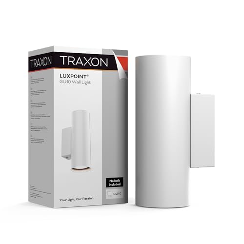 TRAXON LUXPOINT Aplique de Pared Cilindrico- Wall Light para Bombilla GU10 (No Incluida) Luz Bidireccional Arriba y Abajo IP20 Interior 220V Diseño Moderno (Blanco, Cilindrico Doble)
