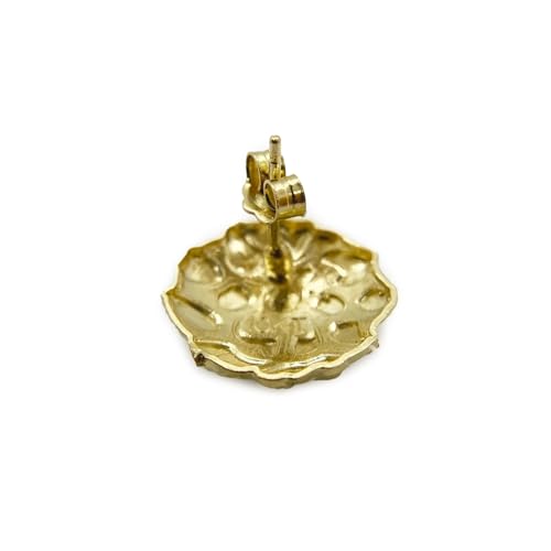 Unisex 14k Solid Gold Plated Brass Nugget Cookie Round Circle Stud Fashion Earrings Earrings 10mm/12mm/14mm For Men, Women2