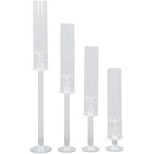 4 Crystal Clear Glass Hurricane Taper Candle Holders Cylinder Shades Party Events Reception Decorations Supplies