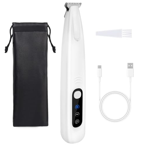 ETACCU Pfotentrimmer für Hunde mit LED-Licht & Wiederaufladbar - Leise Hundepfoten Trimmer, Pfoten Rasierer für Hunde–Kabellose Schermaschine für Pfoten, Augen, Ohren, Gesicht (Weiß)