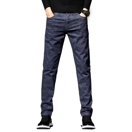 Mens Gingham Pants Plaid Pants Casual Trousers for Men Slim Fit Business Chinos with Zip Fly