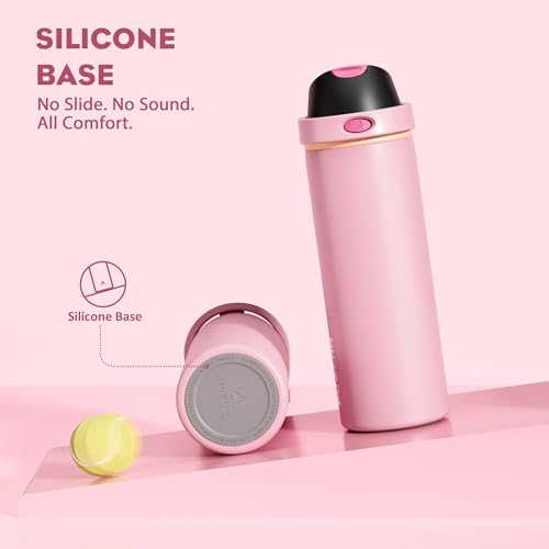 POWCAN 24 oz Insulated Water Bottle for Women: 2-in-1 Push-Button Spout & Quick-Flip Straw, Leakproof, Cold 24Hrs, Fits Car Cup Holder, Stainless Steel Cup for Sports, Camping, Gift (Polka Whimsy) - image 6
