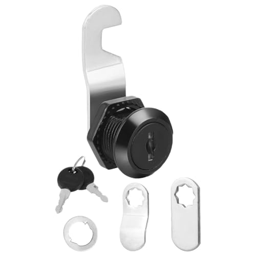 Lawnoval Cerradura de leva de acero de 5/8 pulgadas, color negro con llaves para archivador, cajón de caravana, buzón de almacenamiento, accesorios de puerta fáciles de instalar