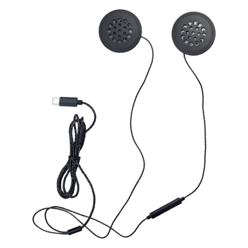 Flylin Helmet Headset, Motorcycle Wired Helmet Speakers Supports Call with Type-C Connector, Ultra Thin Racing Earphones for Cycling/Skiing/Riding Outdoor