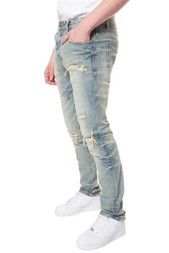 Smoke Rise Men Wave Effect Jeans (Mechanical Blue)2