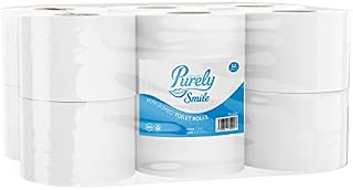 Blake & White PS1131 Purely Smile Toilet Roll, 2 Ply, Mini Jumbo, White, 150 m - Pack of 12-76 mm Core