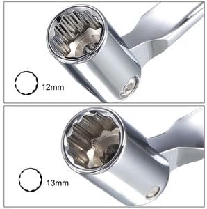 #US 12 Point Flexible Head Socket Wrench 12mmx13mm Metric Double Swivel Box End