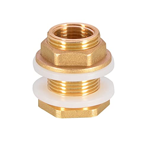 Water Tank Connector, Brass Bulkhead Fitting Adapter Pipe Thread Garden Water Hose Connectors for Rain Barrel Aquarium