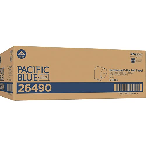 Pacific Blue Ultra 8â High-Capacity Recycled Paper Towel Rolls by GP PRO (Georgia-Pacific), White, 26490, 1,150 Linear Feet Per Roll, 6 Rolls Per Case