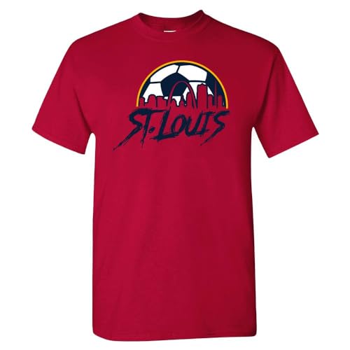 St Louis Soccer Skyline Mens Fan T-Shirt (Cardinal Shirt 2XL)