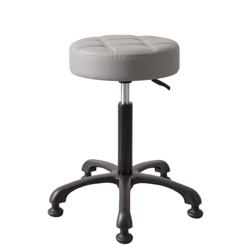 Image of Height Adjustable Heavy Duty Stools Salon Stool Chair with Bell Glides for Home Bar Kitchen Office Shop Tattoo Lash Tech Pedicure (Grey with Bell Glides, Height 22 to 30 in)