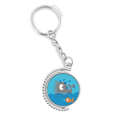 Porte-clés rotatif baleine bleue énorme DIYthinker en métal multicolore 3x9 cm
