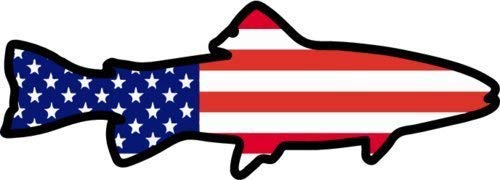 Fishing Decal - American Flag Trout Vinyl Sticker