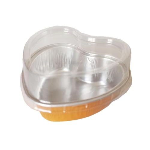Vilgftyiet 10 tazze da 100 ml a forma di cuore in alluminio per torte, mousse con coperchio, teglie usa e getta per torte, cupcake e muffin
