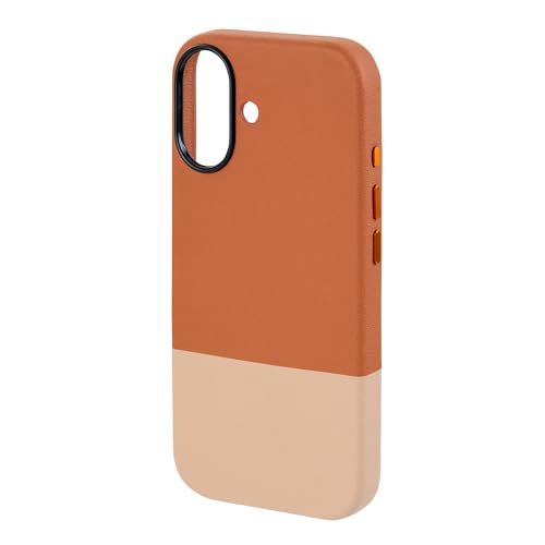 Image of TEKNE Dual-Tone Vegan Leather Case for iPhone 17 | MagSafe Compatible | 2m Drop Protection | Slim & Scratch Resistant | Raised Camera Protection Back Cover - Brown