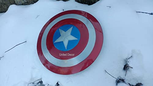 United Decor Escudo del Capitán América, réplica hecha a mano, escudo de metal para primer Vengador, rojo y plateado, 22 pulgadas Cover