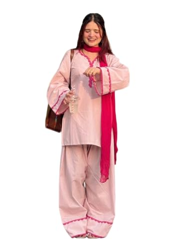 Image of ANNI Designer Cora Cotton Farshi Salwar Suit for Women | Farsi Style Kurti | Farasi Kurta with Dupatta | Parsi Ethnic Dress | Indian Office Party Traditional Clothing Fashion Wear