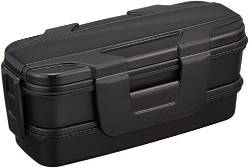 OSK BLW-26H Men's 2-Tier Lunch Box, Lock Four, 16.9 fl oz (510 ml) + 15.3 fl oz (440 ml), 4 Lock / Partition Not Included, Easy to Clean, Silver Ion, Made in Japan, Dishwasher Safe