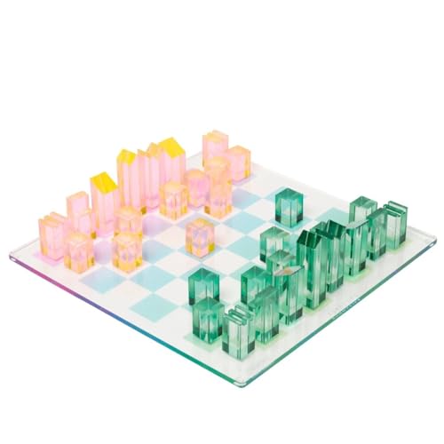 Juego de ajedrez y damas de acrílico Lucite miniatura 1