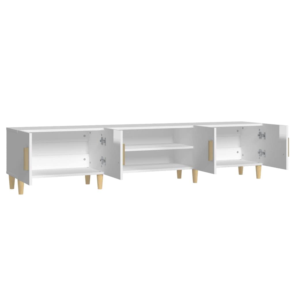 Mobile TV bianco lucido in legno 180 x 31,5 x 40 cm con 4 scomparti e ante, credenza bassa per soggiorno, camera da letto, scaffale per ricevitore HiFi, soundbar