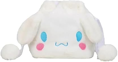 SCOOBA white puppy Plush Drawstring Handbag, White Puppy Design, Cute Bag