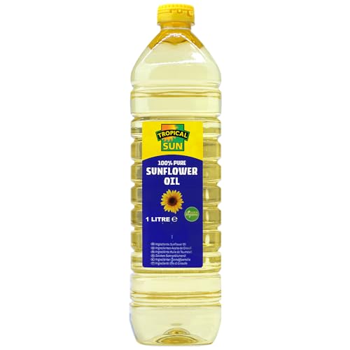 Tropical Sun Sunflower Oil 1L (Pack of 1) 100% Pure Sunflower Cooking Oil for Frying Baking & Roasting Neutral Taste Edible Oil for Everyday Kitchen Use Single Bottle Pack