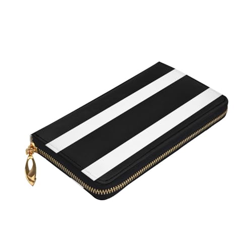 Stripes Black White Wallet For Women Men Clutch Rfid Blocking Leather Wallets Large Capacity Purse Credit Card Holder Money Case With Zipper Phone Holder Long Travel Purse3