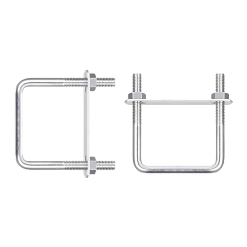 Image of DTGN M8x60x80mm(ThreadxWxL) Square U Bolt - 2Pack - Good for Trailer Pipe Replacement Parts - 304 Stainless Steel U Shape Bolts