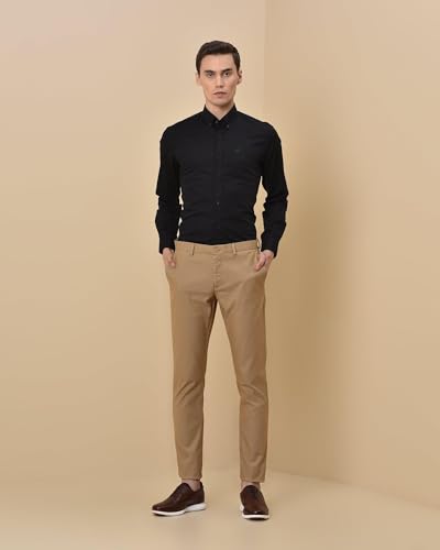 Image of Blackberrys Men's Polyester Blend Self-Design Slim Fit Casual Trousers