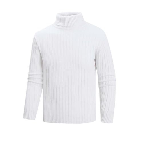 Pullover Knit Sweaters for Men Mock Neck Elasticity Sweater Base Layer Pullover Slim Fit Cable Knitted Warm Clothes
