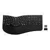 (Upgraded) DELUX Ergonomic Wireless Keyboard w Cushioned Wrist Rest, Wave Keys, 2.4GHz & Bluetooth Connection, Full Size Wireless Rechargeable Computer Keyboard for Windows, Mac OS, Laptop, PC (GM909)