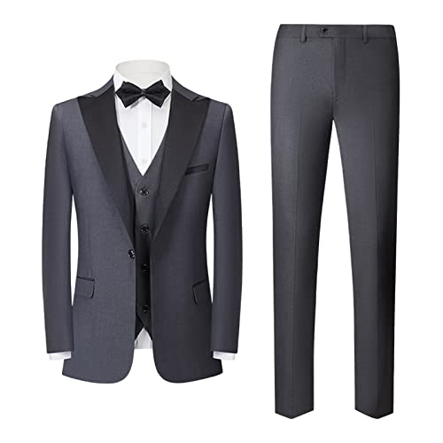 Costume de Mariage Homme pour Cérémonie Ensemble 3 Pièces avec Blazer Slim Fit et Pantalon