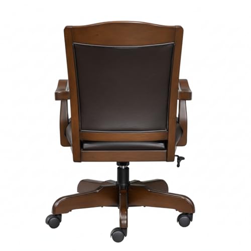 Image of Teak Wood with Leatherette Office Chair | Armrest and Revolving Chair | Executive Chair | Director Chair | 5-Year Warranty & Free Assembly | - 111012151