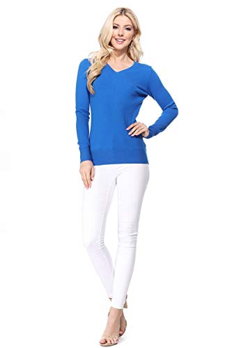 YEMAK Women's Knit Sweater Pullover – Long Sleeve V-Neck Basic Classic Casual Knitted Soft Lightweight T-Shirt Top4