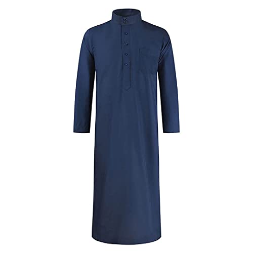 Niiyyjj Men's Saudi Arabic Thobe Jubba Ramadan Muslim Robes Middle East Islamic Stand Collar Kaftan2