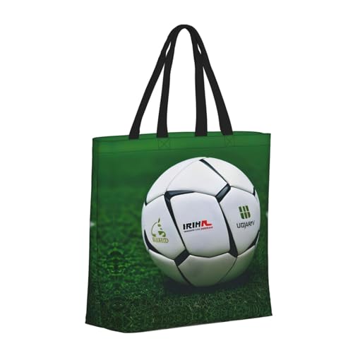 White Soccer Ball Print Women Reuseable Handbag, Grocery Bag Foldable For Shopping Travel Activity2