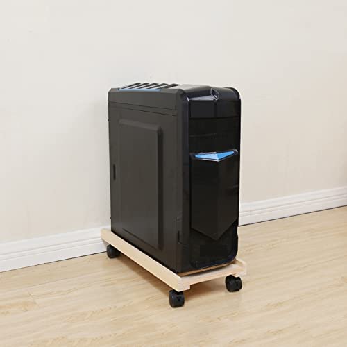 Soporte de CPU ENGENDER con ruedas para computadora de escritorio, soporte móvil para torre de PC de madera, tamaño grande miniatura 7