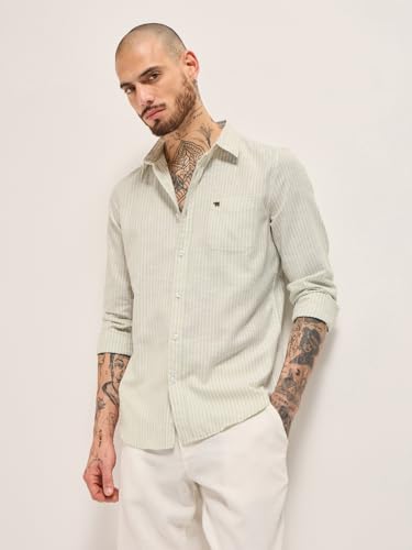 Image of THE BEAR HOUSE Men's Pure Cotton Solid Casual Shirt