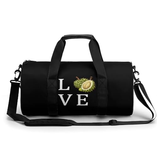 I LOVE Durian Gym Bag Lightweight Carry On Duffel Bag Athletic Sports Travel Bag Weekender Bag for Men Women