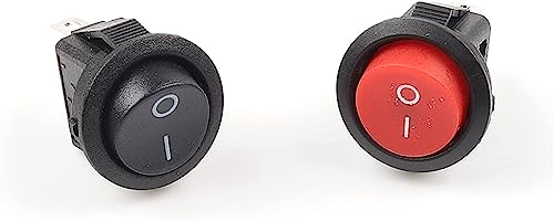 Interrupteur à bascule rond KCD1-105 mini lot de 5 pièces ON-OFF à 2 broches noir et rouge