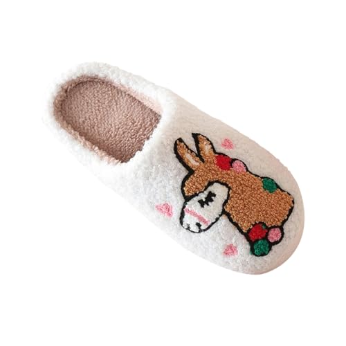 Generisch Zapatillas de estar por casa para mujer, de invierno, cálidas, de fieltro, unisex, cálidas, mullidas, cómodas, de espuma viscoelástica, para parejas, pantuflas anchas, 01 blanco, 40.5 EU