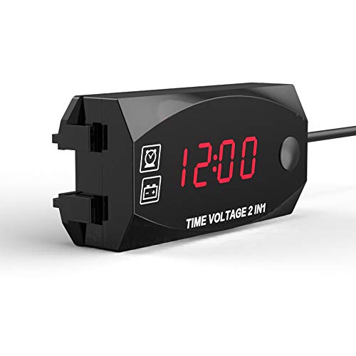 Honeytecs Multifuncionais 6V-30V 2 em 1 Voltímetro para Motocicleta Veículo Elétrico Relógio de pont