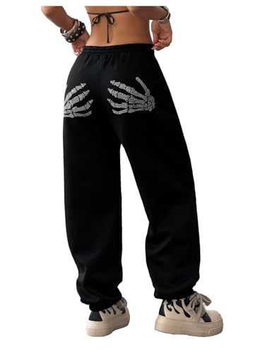 【macra】dirtybox SKELETON SWEAT PANTS Amazon.com: WDIRARA Women's Skeleton Hand Print Elastic Waist Long
