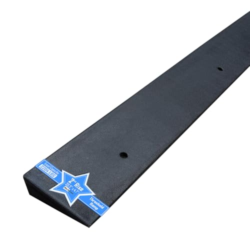 2 Rise Rubber Threshold Ramp - 2204 LBS Capacity Non-Slip Cuttable & Adjustable - Handicap Ramp for Wheelchair Scooter Stroller - Driveway Curb Ramps for Doorways 2 Rise (39.3x4.7)