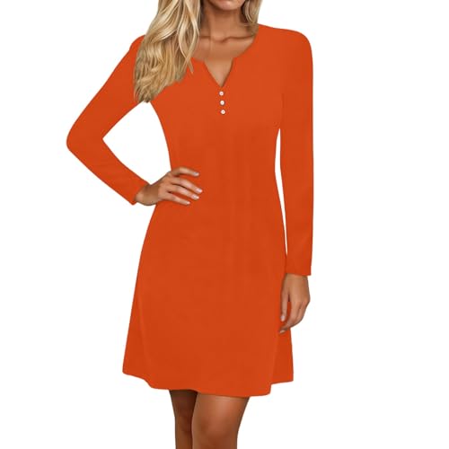 Robe décontractée manches longues col chic vetement femme coton